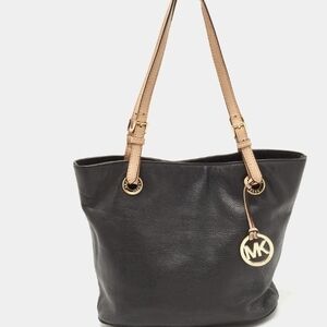 Michael Kors Jet Set Leather Tote with Beige Straps